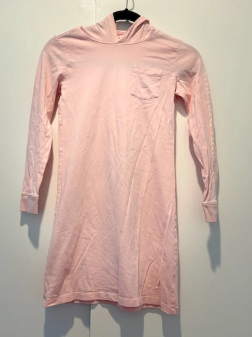 Vineyard Vines Girls Hooded T-Shirt Dress Pink Whale Logo Size M 10-12